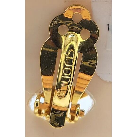 St. John Vintage Drop Pearl Pave Costume Estate Earrings Neiman Marcus Gold EUC - Picture 4 of 5